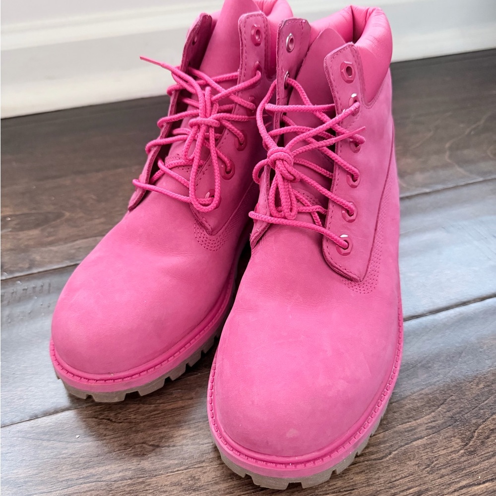 Timberland Hot Pink Lace-Up Boots 50 Years monochrome 6 youth - Picture 3 of 5